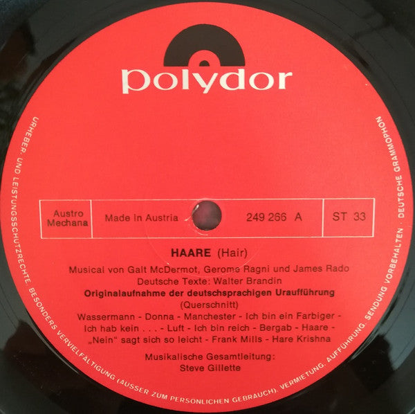 "Haare" Ensemble : Haare (Hair) (LP, Album)