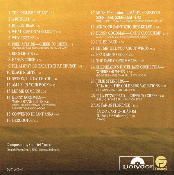 The Academy Of St. Martin-in-the-Fields, Gabriel Yared : The English Patient (Original Soundtrack Recording) (CD, Album, M &)