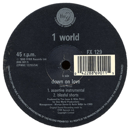 1 World : Down On Love (12", Single)