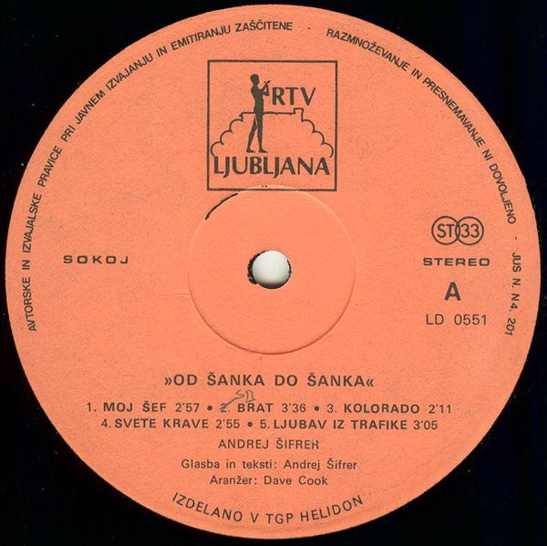 Andrej Šifrer : Od Šanka Do Šanka (LP, Album, RE, 4th)